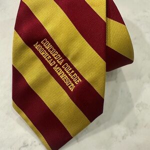 Concordia College Striped Tie - Burgundy and Gold